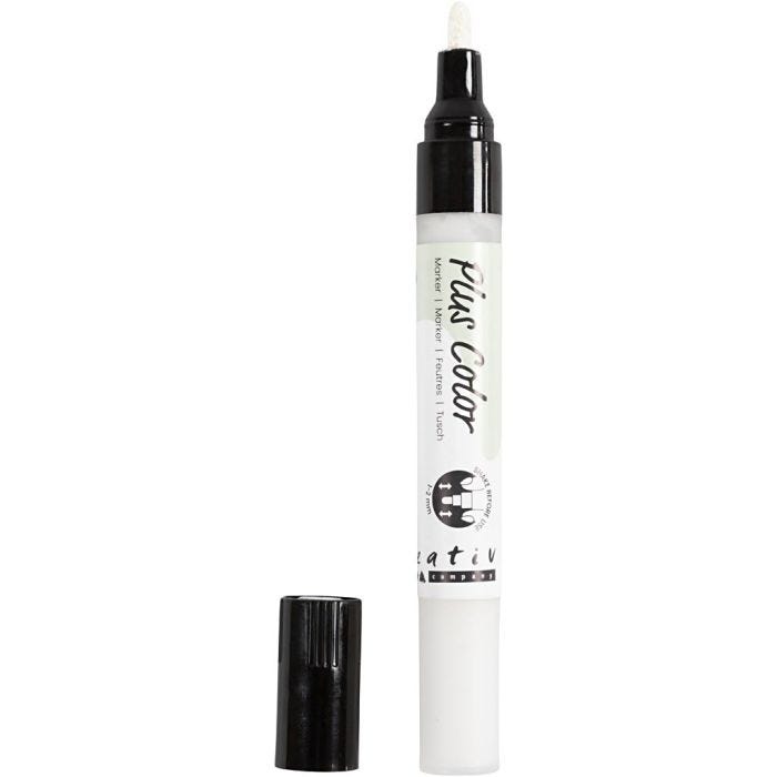Feutres Plus Color, L : 14,5 cm, trait 1-2 mm, blanc cassé, 5,5 ml, 1 pièce