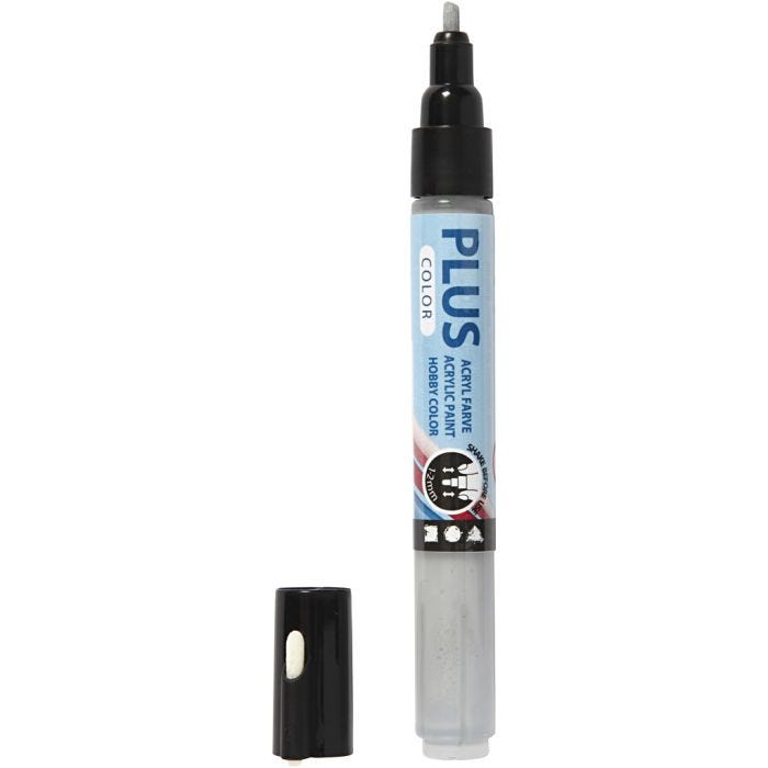 Feutres Plus Color, L : 14,5 cm, trait 1-2 mm, rain grey, 5,5 ml, 1 pièce