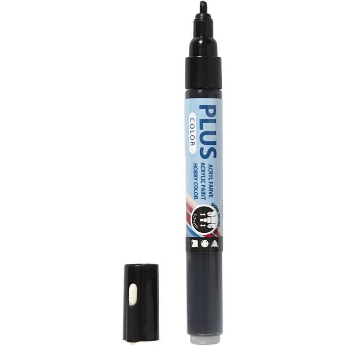 Feutres Plus Color, L : 14,5 cm, trait 1-2 mm, noir, 5,5 ml, 1 pièce