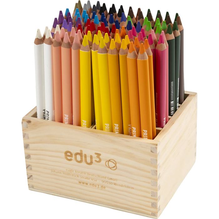 Crayons de Couleur Jumbo edu, ép. 10 mm, mine 6,25 mm, ass. de couleurs, 96 pièces/ 1 Pq.