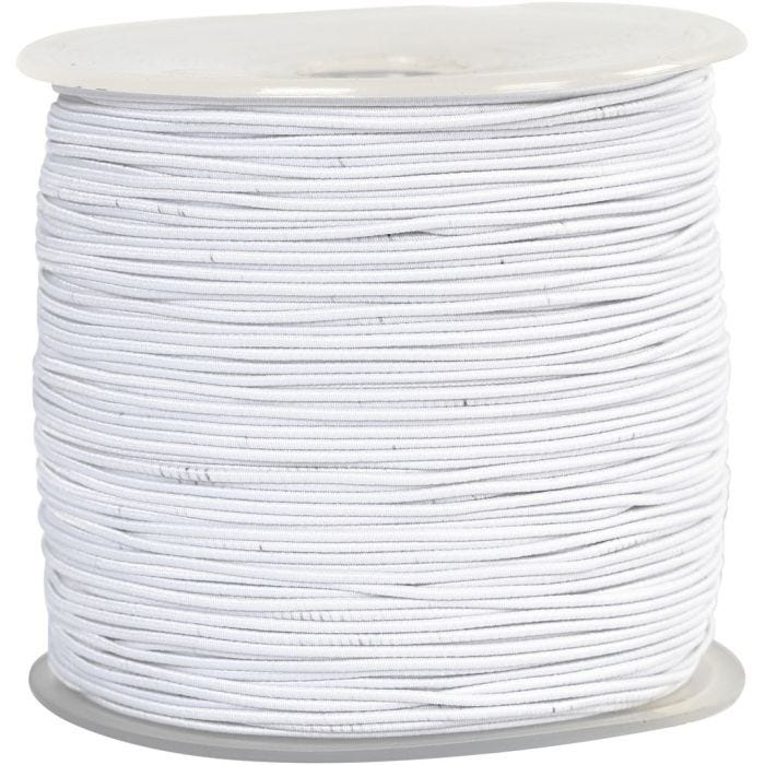 Cordon élastique, ép. 1 mm, blanc, 250 m/ 1 rouleau
