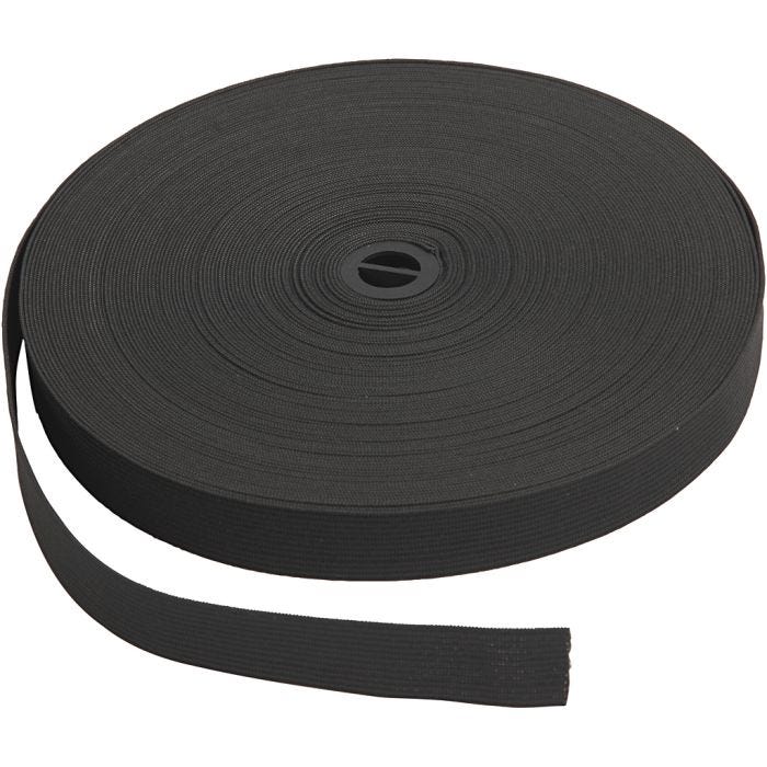 Ruban élastique, L : 20 mm, noir, 25 m/ 1 rouleau