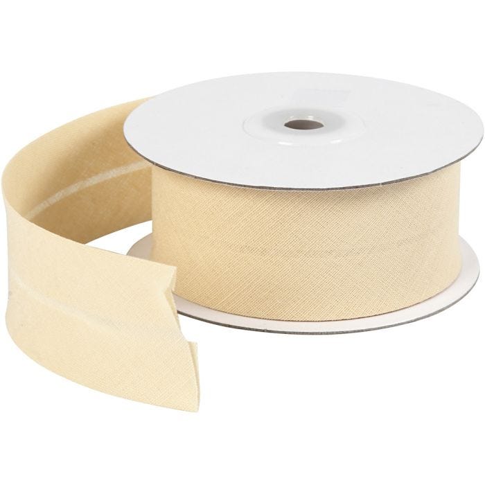 Biais de couture, L : 36 mm, naturel, 10 m/ 1 rouleau