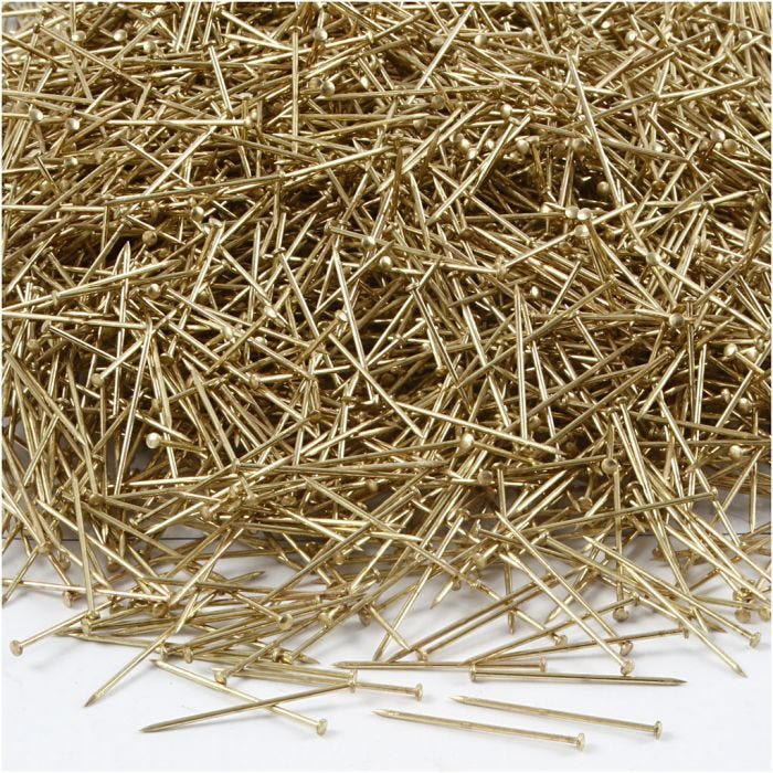 Epingles à tête, L : 18 mm, ép. 0,6 mm, or, 500gr/ 1 Pq.