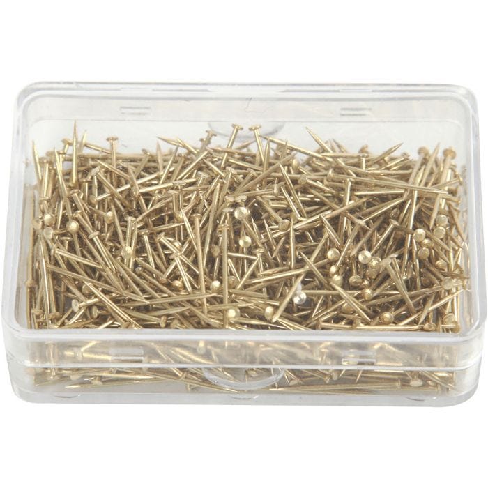 Epingles à tête, L : 16 mm, ép. 0,65 mm, or, 35gr/ 1 Pq.