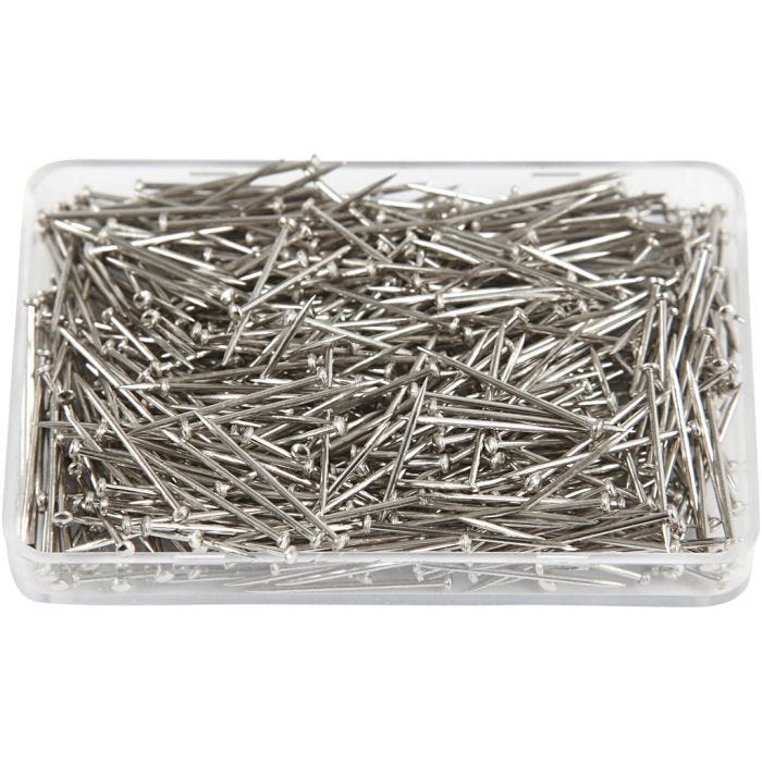 Epingles à tête, L : 16 mm, ép. 0,65 mm, argent, 35gr/ 1 Pq.
