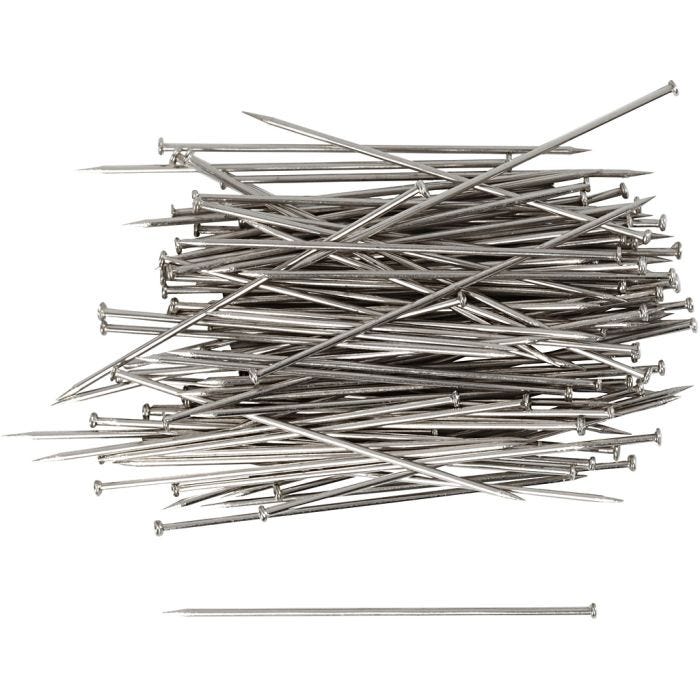 Epingles à tête, L : 34 mm, ép. 0,6 mm, argent, 50gr/ 1 Pq.