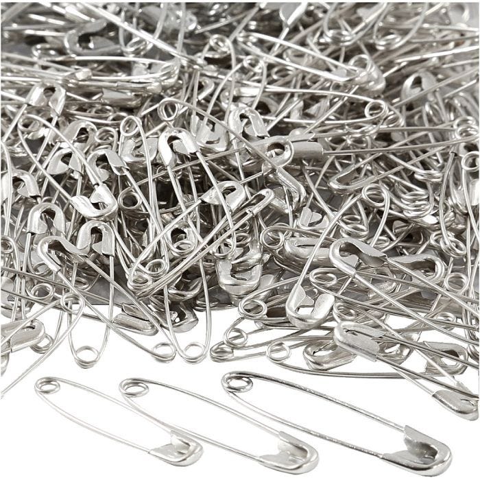 Epingles de sûreté, L : 28+31+36 mm, ép. 0,7-0,8 mm, argent, 600 pièces/ 1 Pq.