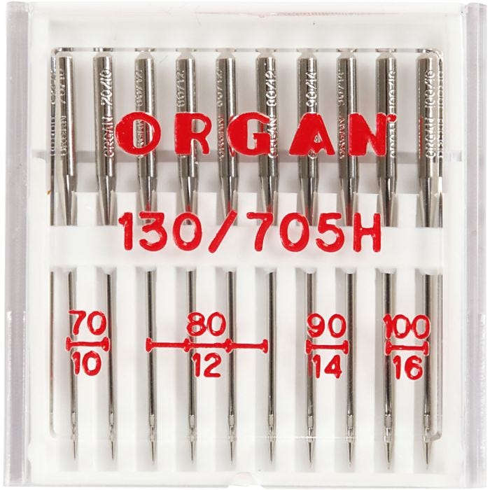 Aiguilles de machine à coudre, 70+80+90+100, 10pièces/ 1 Pq.