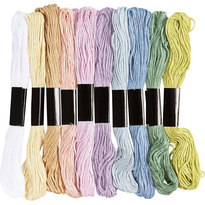 Fil à Broder, ép. 1 mm, couleurs pastel, 10x8 m/ 1 Pq.