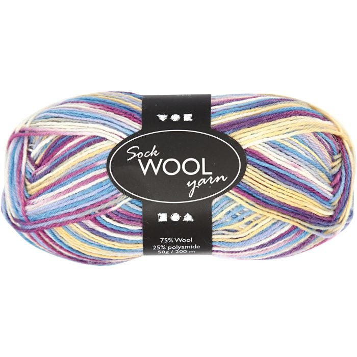 Pelote de laine pour chaussettes, L : 200 M, harmonie violet/rose, 50gr/ 1 boule