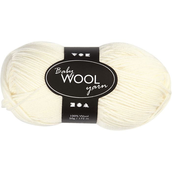 Laine pour bébé, L : 172 M, crème, 50gr/ 1 boule