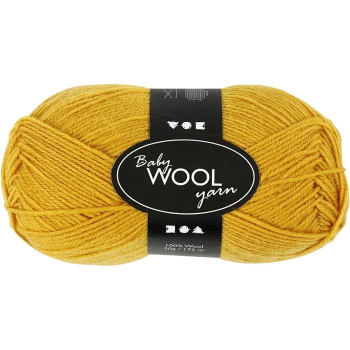 Laine pour bébé, 172 M, jaune foncé, 50gr/ 1 boule
