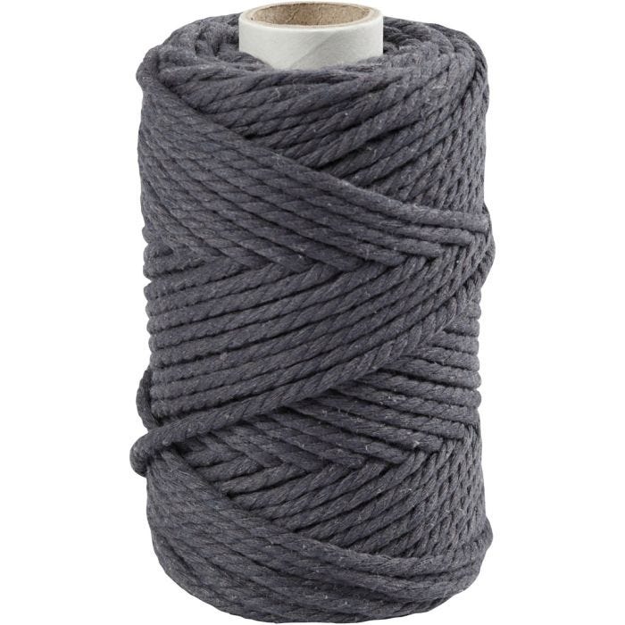 Cordon pour macramé, L : 55 M, d 4 mm, gris, 330 gr/ 1 rouleau