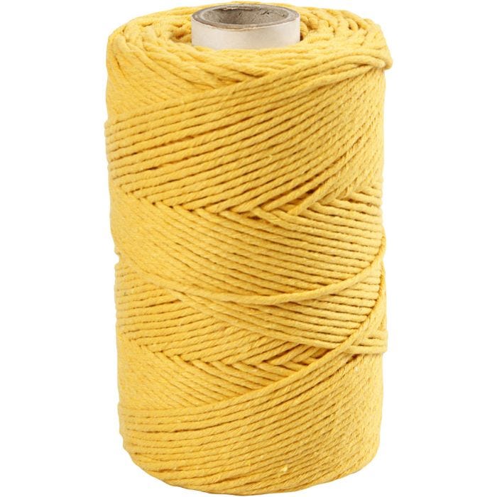 Cordon pour macramé, L : 198 M, d 2 mm, jaune, 330 gr/ 1 rouleau