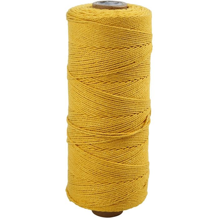 Cordon pour macramé, L : 315 M, ép. 1 mm, Qualité fine 12/12, jaune, 220 gr/ 1 boule