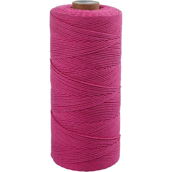 Cordon pour macramé, L : 315 M, ép. 1 mm, Qualité fine 12/12, rose, 220gr/ 1 boule