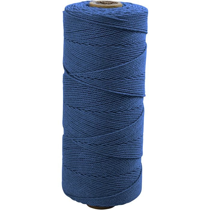 Cordon pour macramé, 315 M, 1 mm, Qualité fine 12/12, bleu, 220gr/ 1 boule
