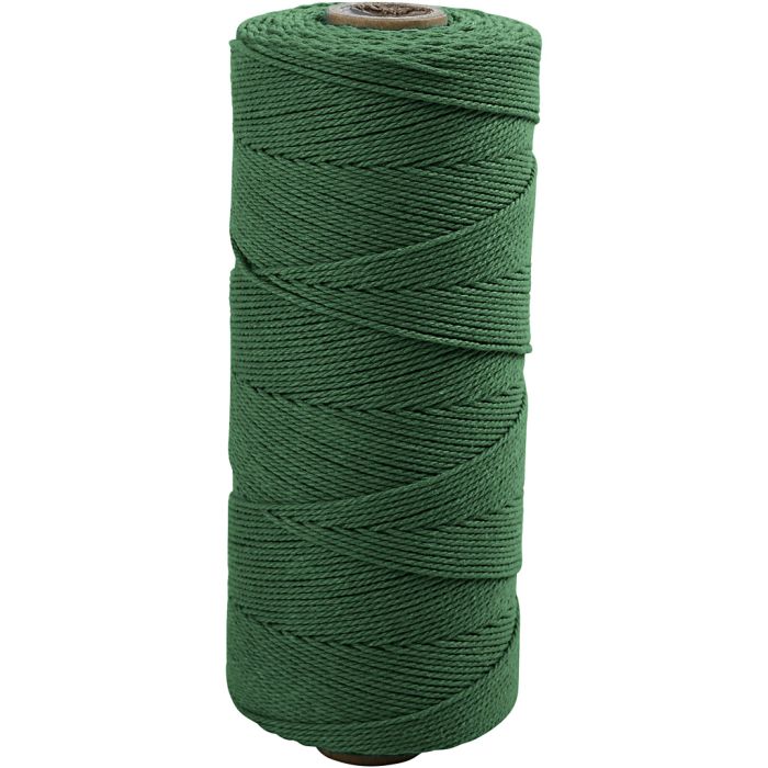 Cordon pour macramé, L : 315 M, ép. 1 mm, Qualité fine 12/12, vert, 220 gr/ 1 boule