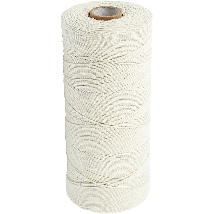 Ficelle de coton, 700 M, Qualité ultra fine 12/6, naturel clair, 250gr/ 1 boule