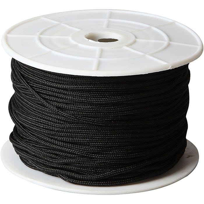 Cordon pour Macramé, ép. 1,8 mm, noir, 50 m/ 1 rouleau