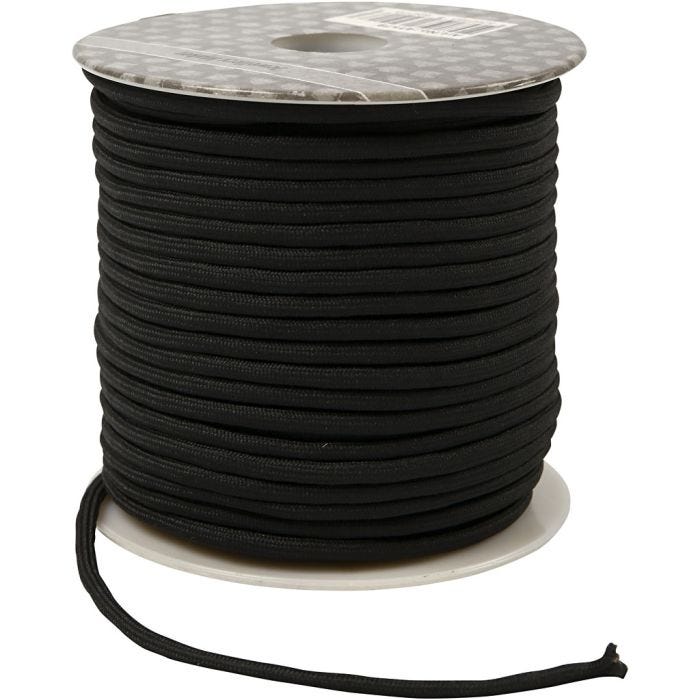 Cordon pour macramé, ép. 4 mm, noir, 40 m/ 1 rouleau