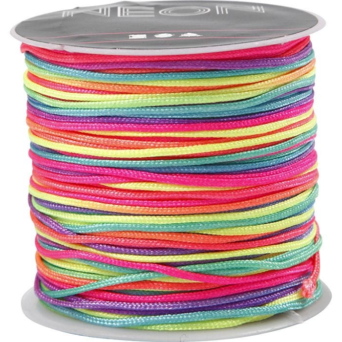 Cordon pour macramé, ép. 1 mm, couleurs néons, 28m/ 1 rouleau
