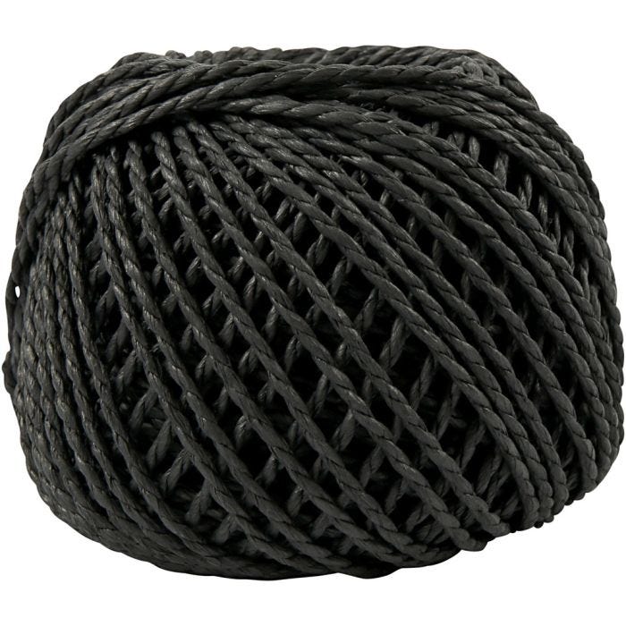 Ficelle de papier, ép. 2,5-3 mm, noir, 150 gr, 40m/ 1 boule