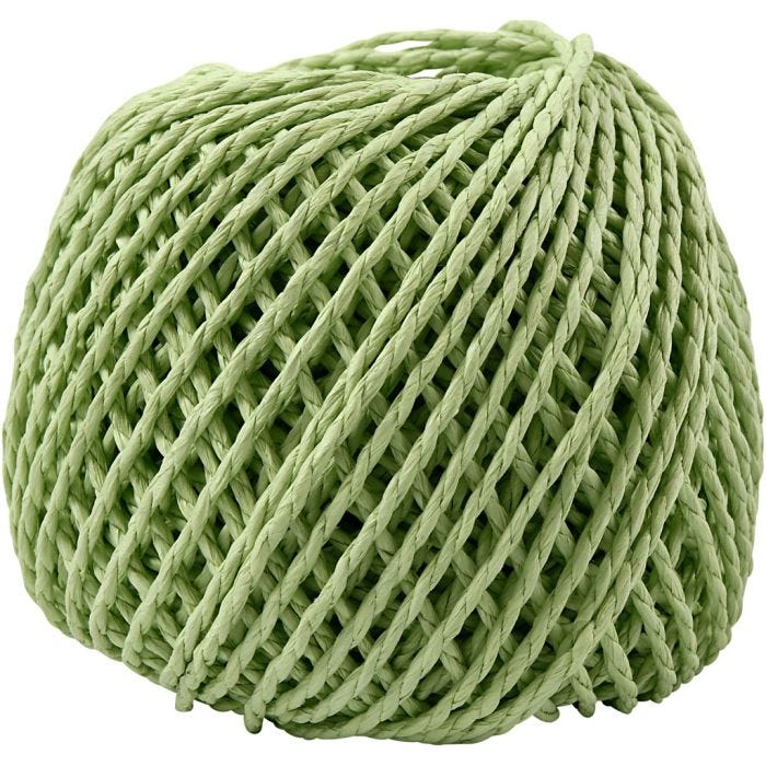 Ficelle de papier, ép. 2,5-3 mm, vert clair, 150 gr, 40m/ 1 boule
