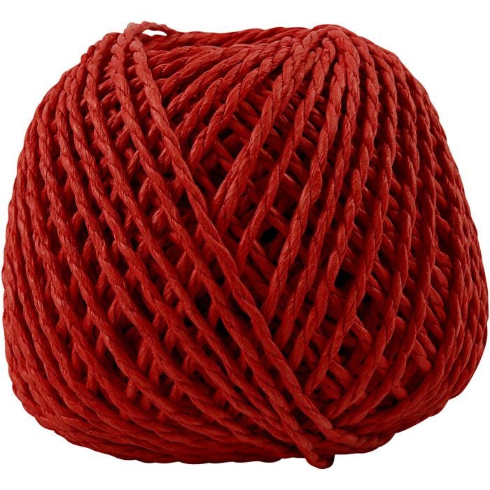 Ficelle de papier, ép. 2,5-3 mm, rouge, 150 gr, 40m/ 1 boule
