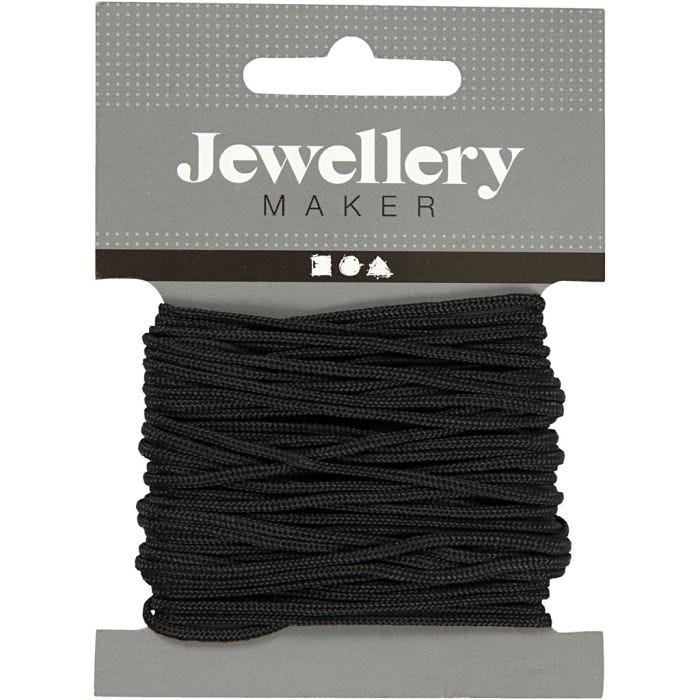 Cordon pour Macramé, 2 mm, noir, 8m/ 1 rouleau