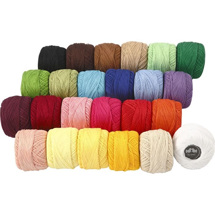 Pelote de Fil de Coton Mercerisé, ass. de couleurs, 24x20gr/ 1 Pq.