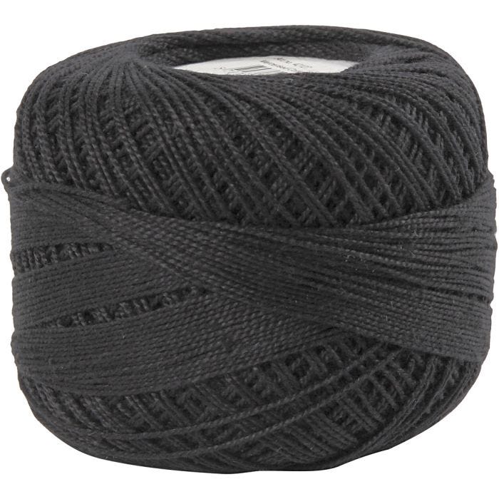 Pelote de Fil de Coton Mercerisé, noir, 20gr/ 1 boule