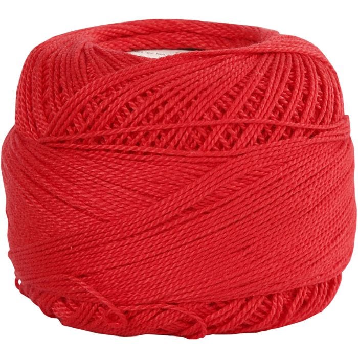 Pelote de Fil de Coton Mercerisé, rouge, 20 gr/ 1 boule