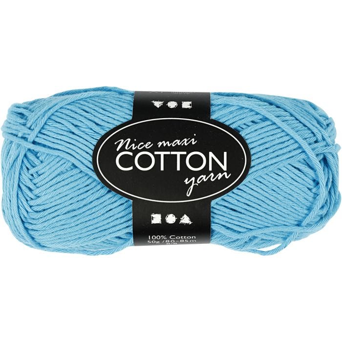 Pelote de fil de coton, 8/8, L : 80-85 M, dim. maxi, turquoise, 50gr/ 1 boule