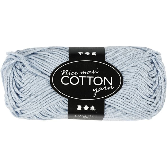 Pelote de fil de coton, 8/8, L : 80-85 M, dim. maxi, bleu clair, 50gr/ 1 boule
