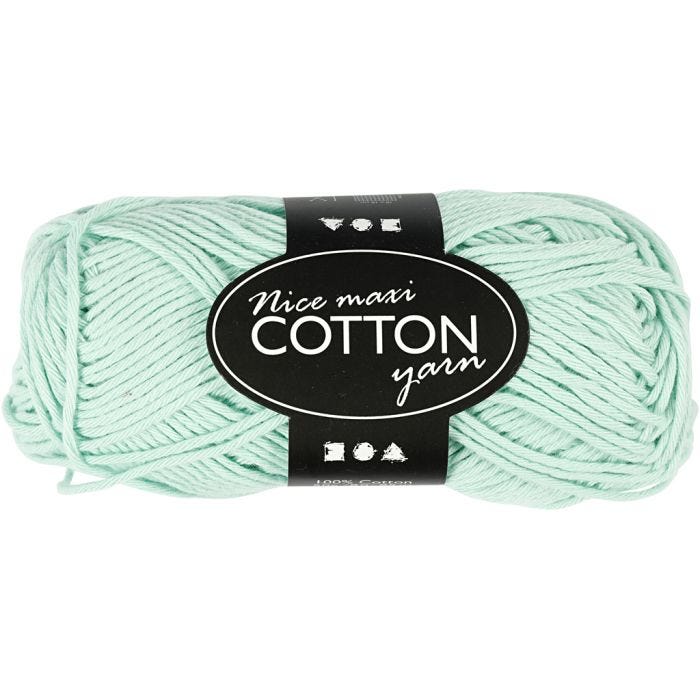 Pelote de fil de coton, 8/8, L : 80-85 M, dim. maxi, vert clair, 50gr/ 1 boule
