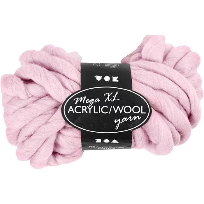 Pelote de Laine Acrylique Épaisse, 15 M, mega, rose, 300gr/ 1 boule