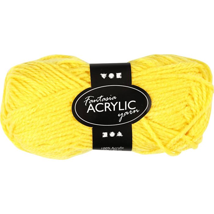 Pelote de laine acrylique Fantasia, L : 80 M, aiguille 4,5-5, jaune, 50 gr/ 1 boule