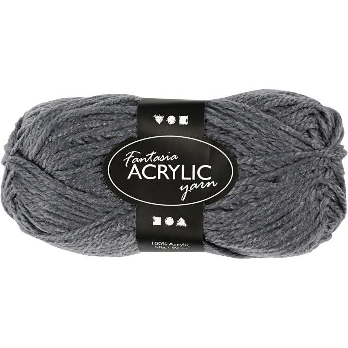 Pelote de laine acrylique Fantasia, L : 80 M, gris, 50gr/ 1 boule