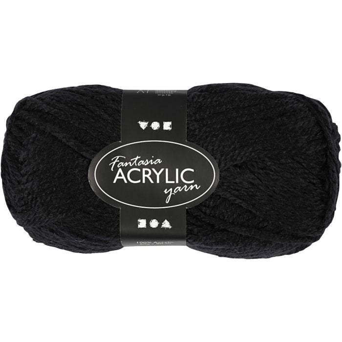 Pelote de laine acrylique Fantasia, L : 80 M, noir, 50 gr/ 1 boule