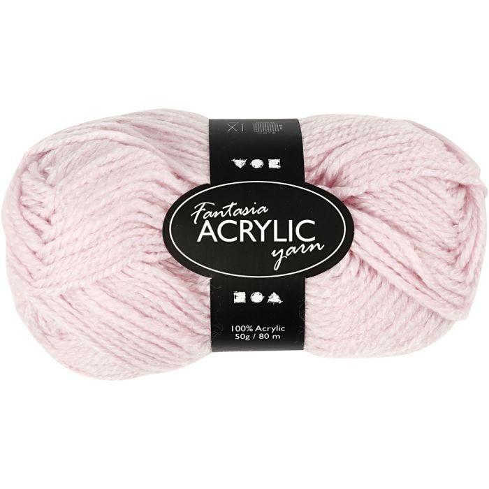 Pelote de laine acrylique Fantasia, L : 80 M, rose clair, 50gr/ 1 boule