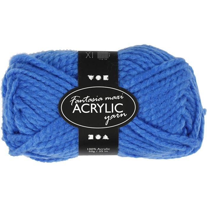 Pelote de laine acrylique Fantasia, L : 35 M, Maxi, bleu, 50gr/ 1 boule