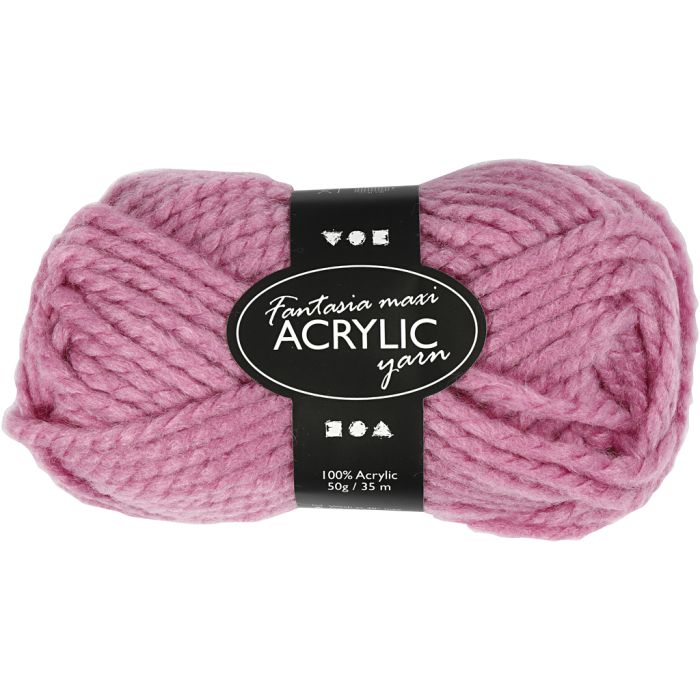 Pelote de Laine Acrylique Fantasia, L : 35 M, Maxi, rose, 50 gr/ 1 boule