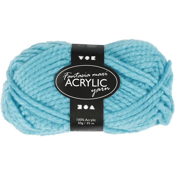 Pelote de laine acrylique Fantasia, 35 M, Maxi, turquoise, 50gr/ 1 boule