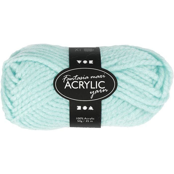Pelote de laine acrylique Fantasia, L : 35 M, Maxi, vert menthe, 50gr/ 1 boule