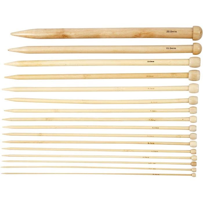 Aiguilles à tricoter, 35 cm, 2,5-20 mm, 16paire/ 1 Pq.