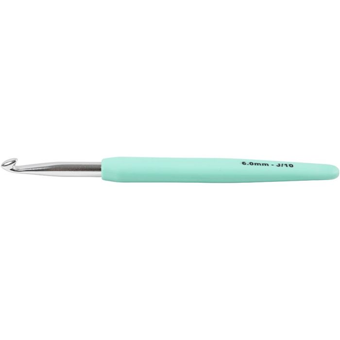 Crochet, 6, L : 13,3 cm, dim. 6 mm, turquoise, 1 pièce