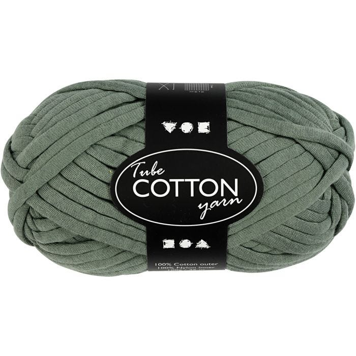 Pelote de fil de coton tubulaire, 45 M, vert foncé, 100gr/ 1 boule