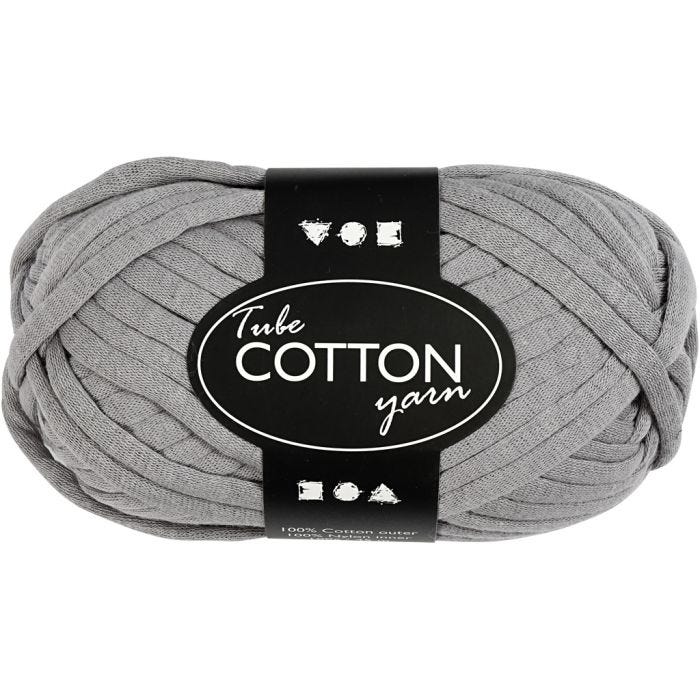 Pelote de fil de coton tubulaire, 45 M, gris, 100gr/ 1 boule